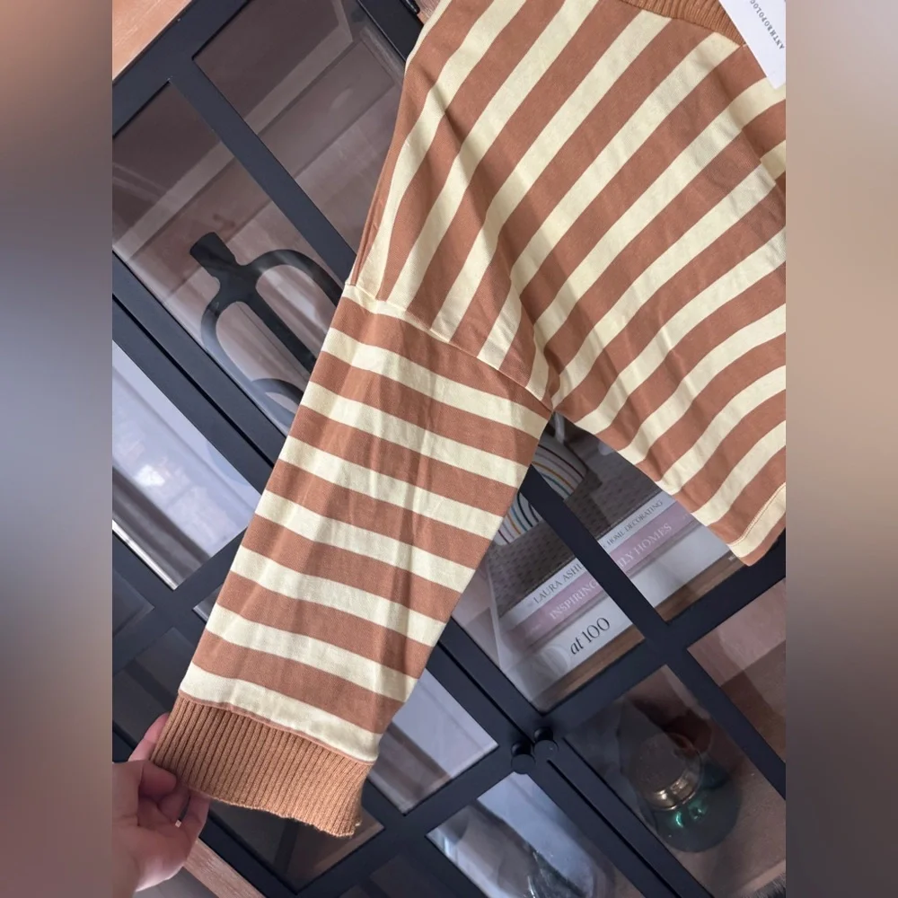 Anthropologie Maeve Cotton Boxy Oversized V-Neck Top sweater ribbed pullover - Picture 9 of 12